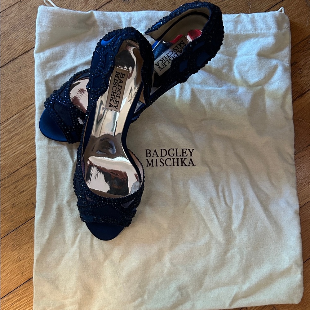 Badgley Mischka Midnight Blue Embellished Sandals